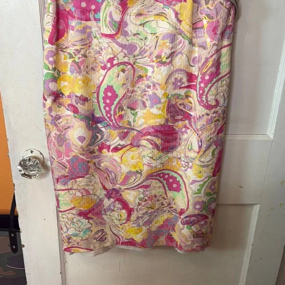 Escada Colorful Paisley Sleeveless Belted Dress 42 or 12 - Picture 3 of 16